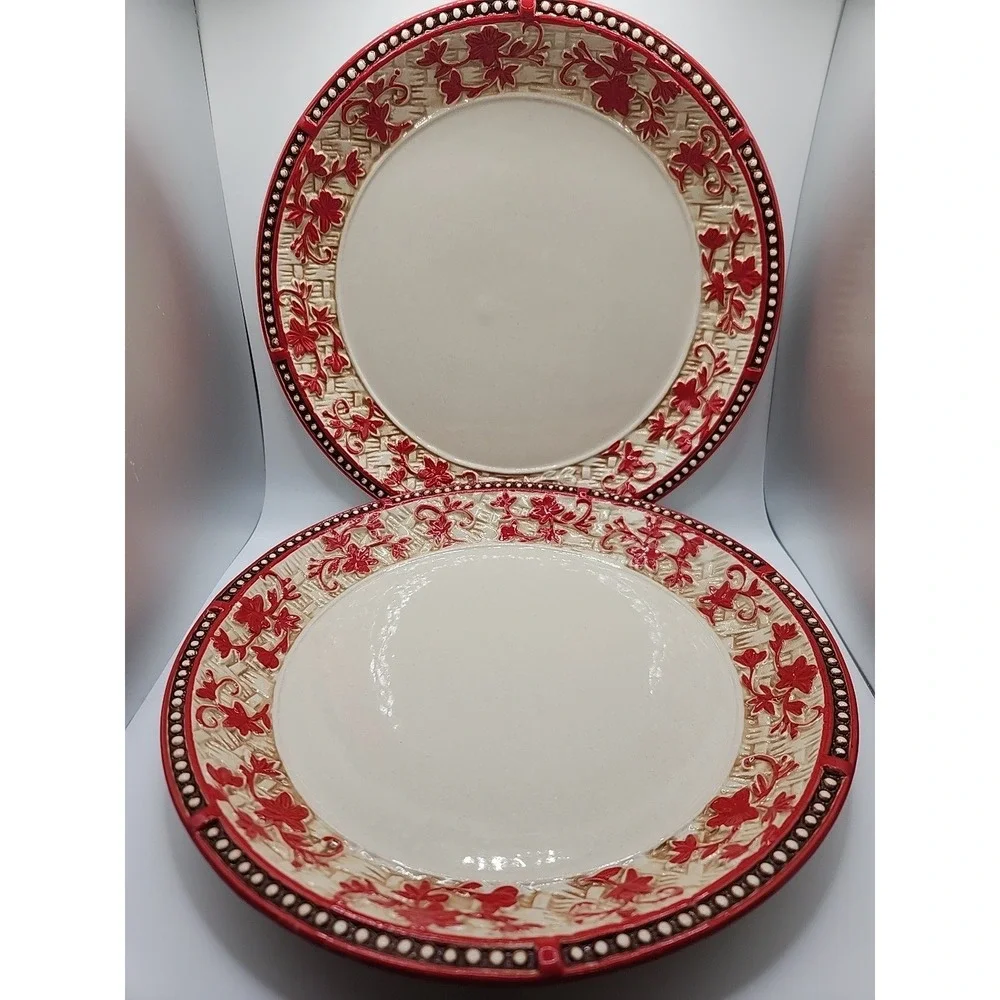 Temptations Floral Lace Dinner Plates -basket Weave PPP-HDL-956130